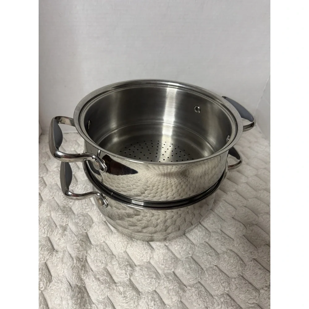 Belgique Stainless Steel Stackable Steamer Strainer Boiler Pot 2 Set 3QT